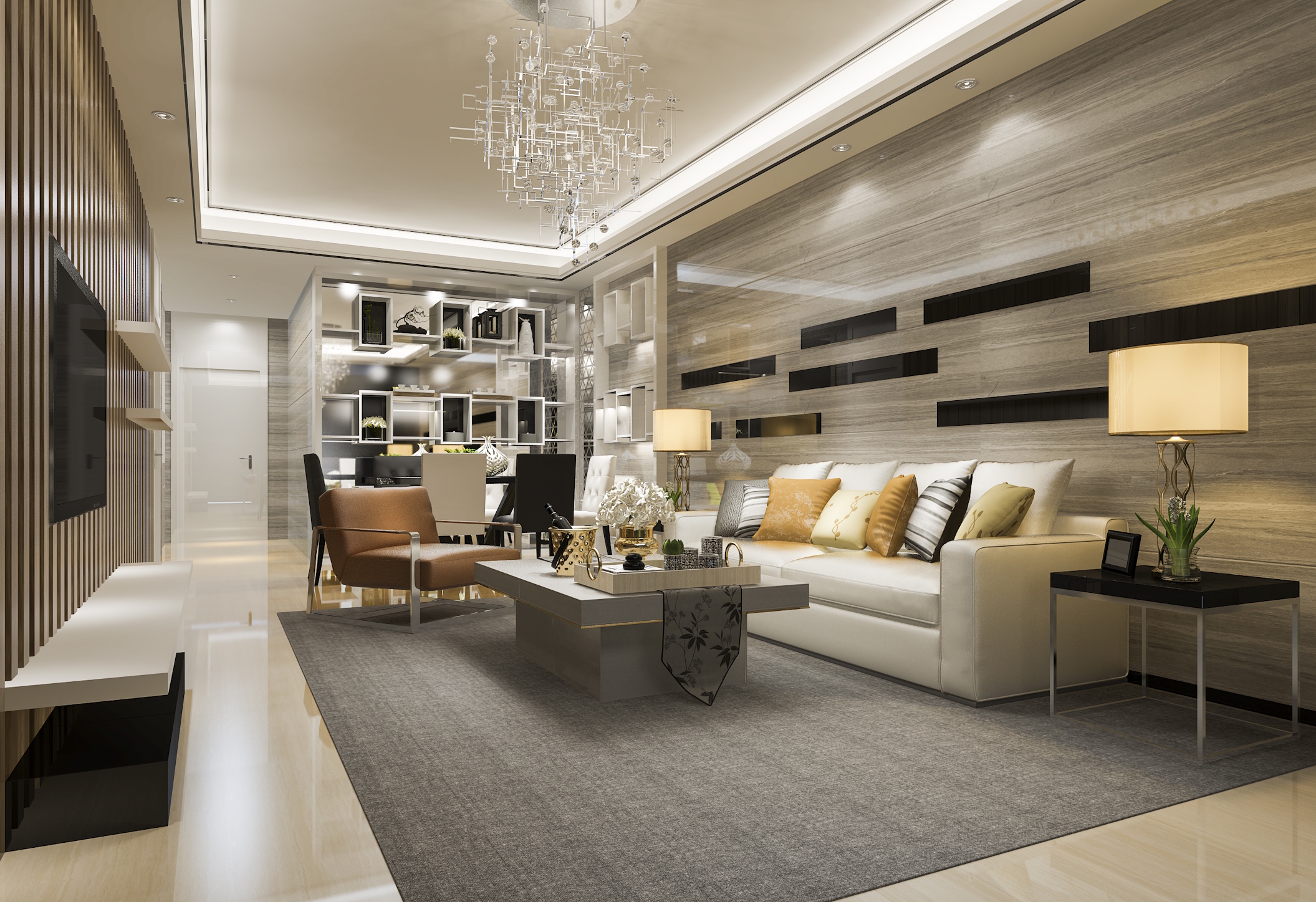 mobila la comanda Brasov pentru living modern cu mobilier suspendat