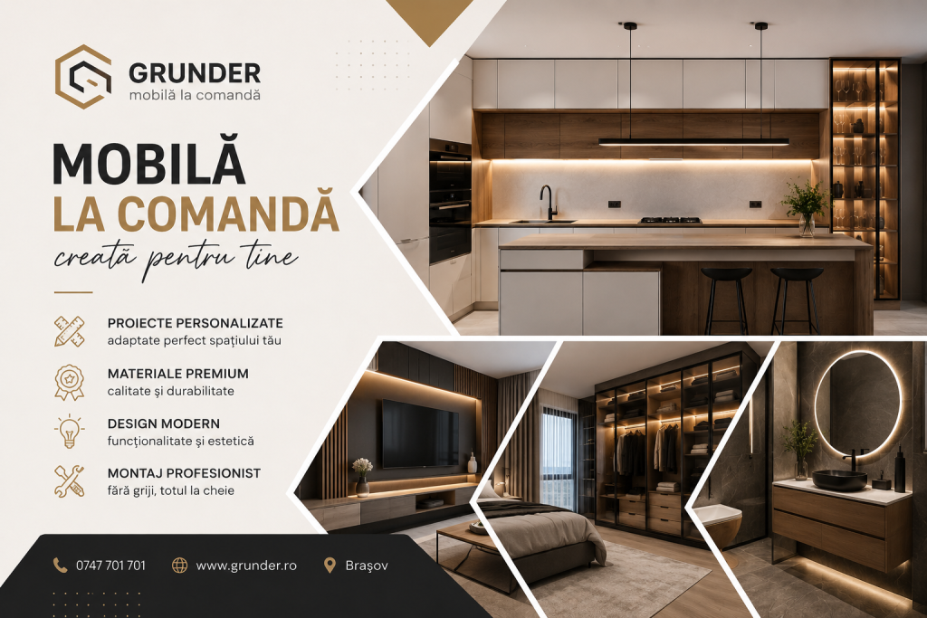 mobilier custom Brașov, mobilier interior Brașov, mobilier rezidențial Brașov, mobilier contemporan Brașov